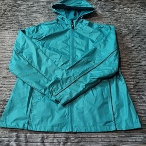 Women’s I5 Apparel Teal Green Lightweight Wind Breaker Jacket Sz 1X Rain Coat